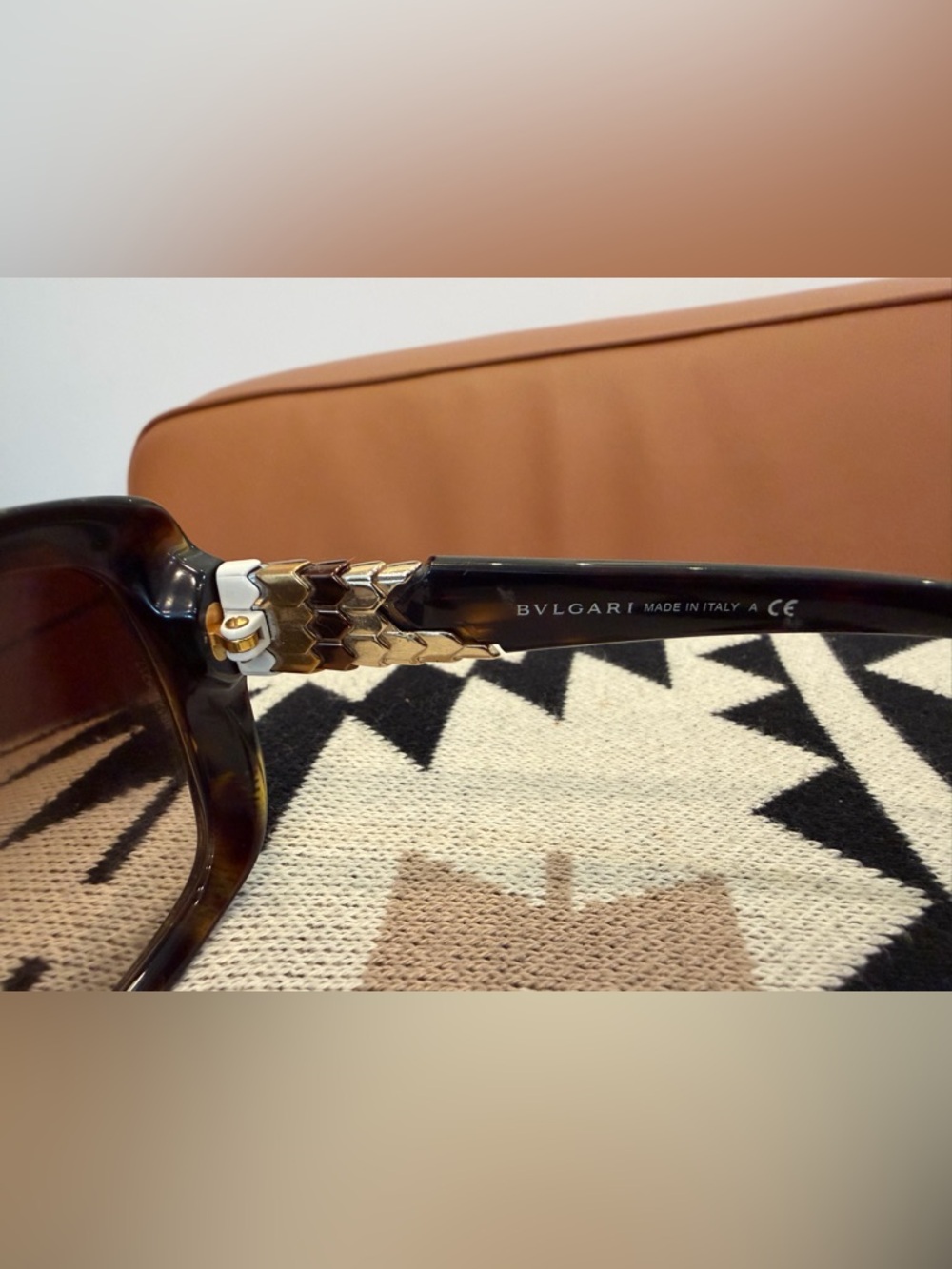 Bvlgari Vintage Tortoiseshell Sunglasses Gold Serpenti Detail Italy - Picture 3 of 7